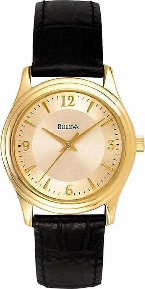 Bulova Corporate Collection Ladies Black Leather Strap Watch