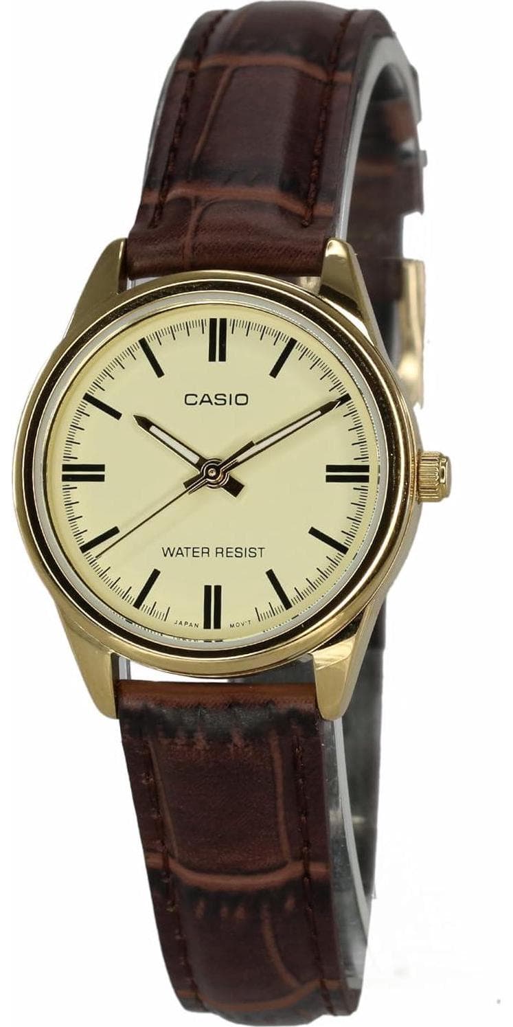 Casio Women’s LTP-V005GL-9A Brown Genuine Leather Band Analog Watch