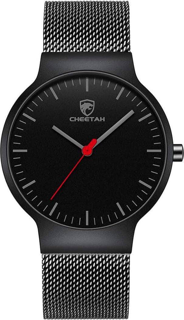 CHEETAH Fashion Minimalist Mens Watches Unisex Ultra Thin Waterproof Analog Quartz with Stainless Steel Mesh Band