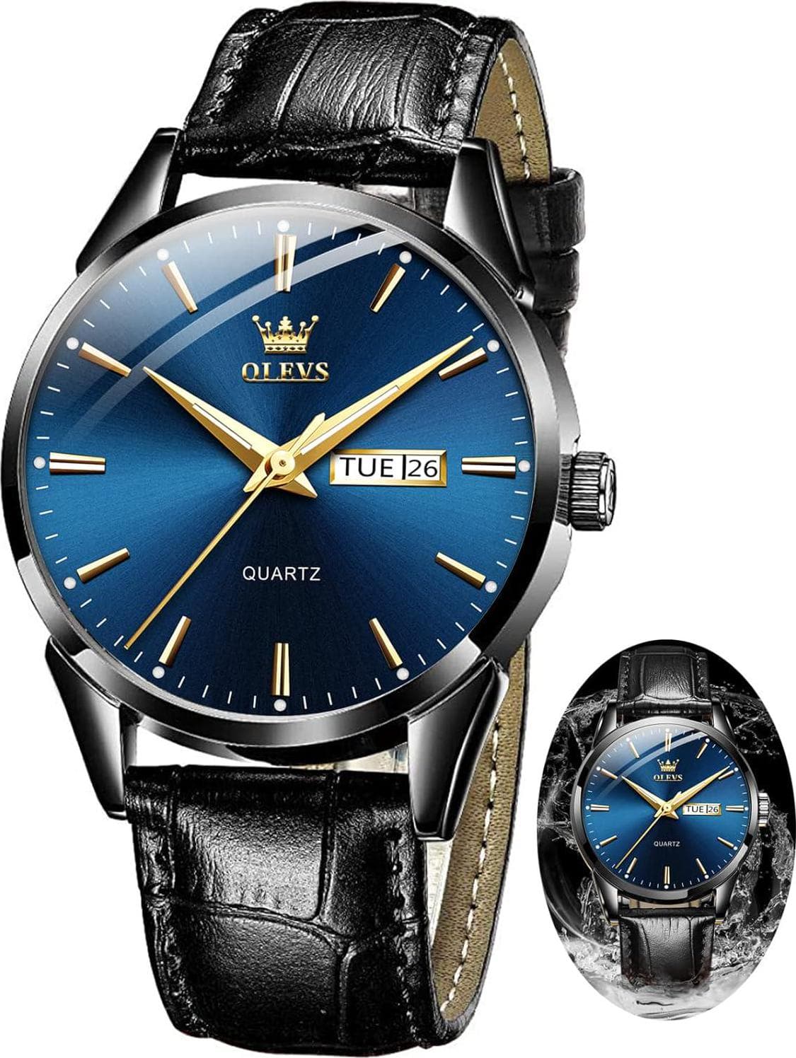 OLEVS Amazon Watches,Brown Leather Watch for Men,Men Day Date Watch,Men’s Luminous Watch,Dress Watch for Men,Rose Gold Watch for Men,Men’s Fashion Quartz Watch,Waterproof Brown Man Watches